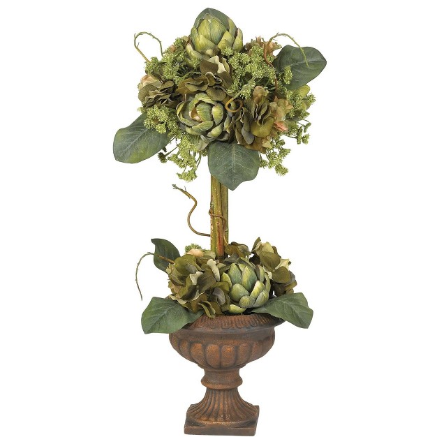 Nearly Natural 24-in Artichoke Topiary Silk Flower Arrangement