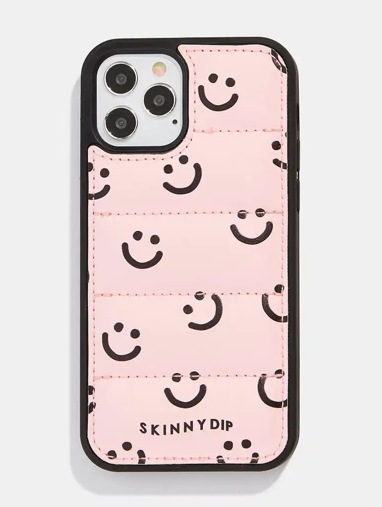 Pink Happy Face Puffer Case