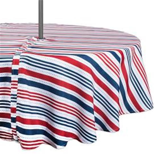 Patriotic Stripe Outdoor Tablecloth With Zipper 52 Round