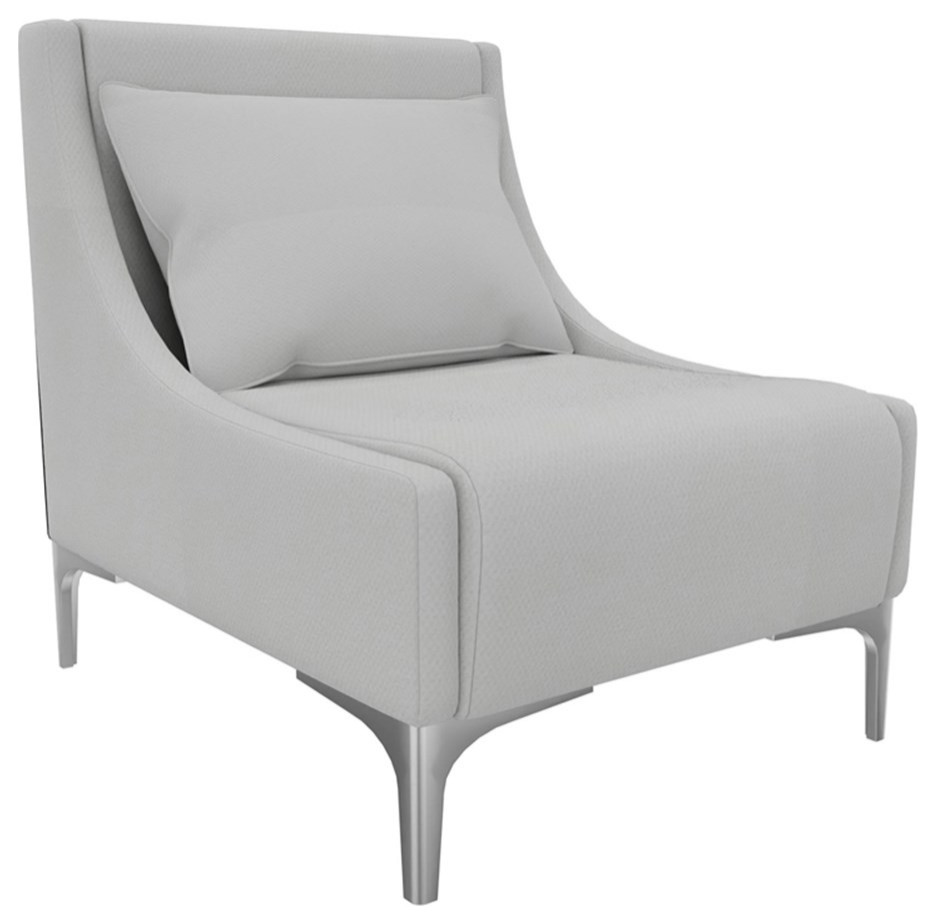 Enza Home Mayfair Metal  ampFabric Accent Chair in White/Silver   Contemporary   Armchairs And Accent Chairs   by Homesquare  Houzz