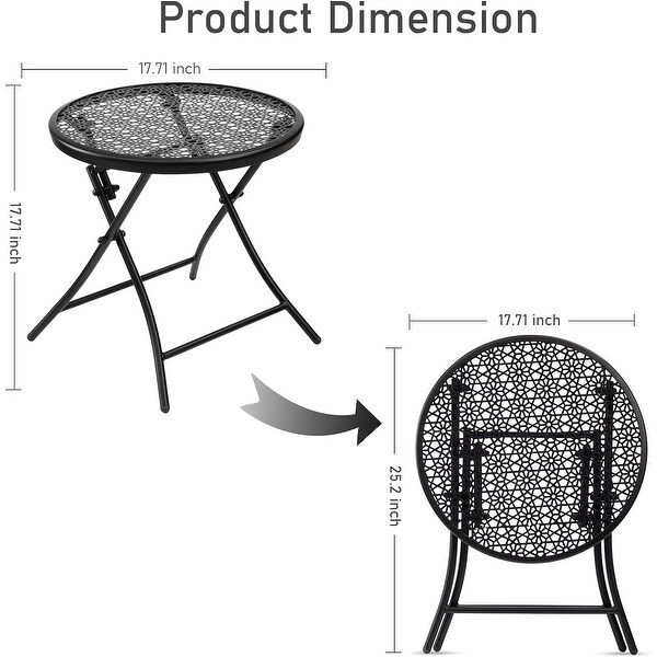 Folding Outdoor Side Tables，Anti Rust Small Patio Table Round Metal End Table