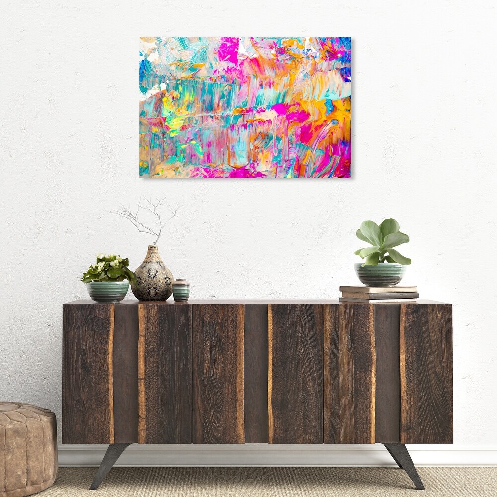 Oliver Gal 'Sunshine Days' Abstract Wall Art Canvas Print Paint   Pink  Blue