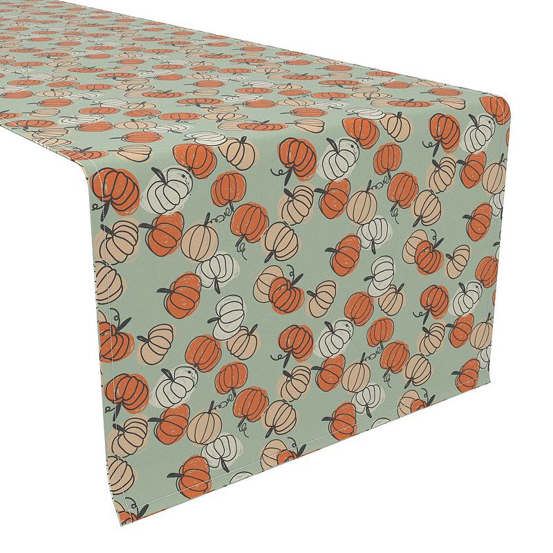 Table Runner， 100% Polyester， 12x72， Stenciled Pumpkin Harvest