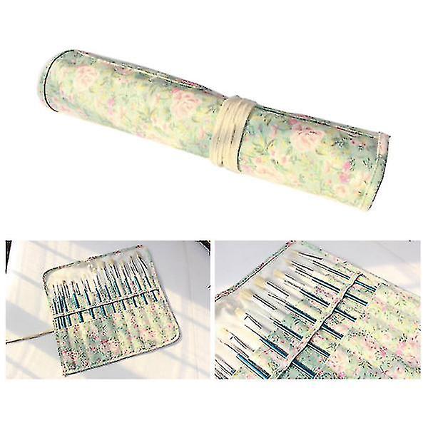 20 Holes Canvas Roll Up Pencil Bag Pen Curtain Case Makeup Wrap Holder Storage Pouch School Supplies