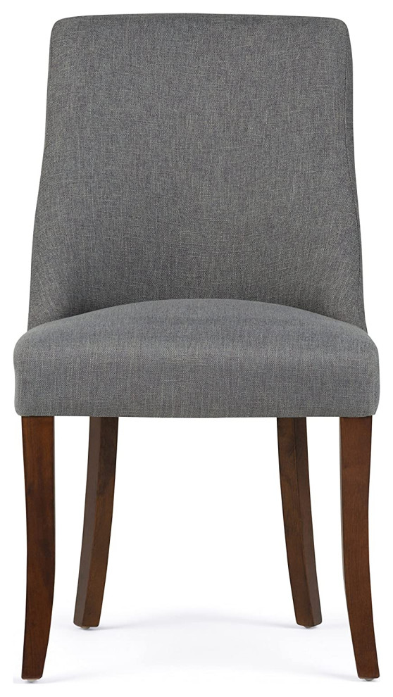 Set of 2 Dining Chair  Hardwood Legs With Linen Seat and Curved Back  Slate Grey   Transitional   Dining Chairs   by Declusia  Houzz