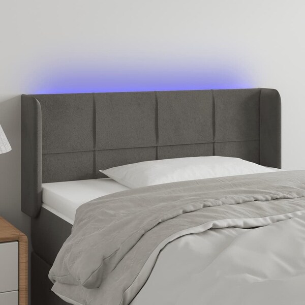 vidaXL LED Headboard Light/Dark Gray Velvet - - 37455492