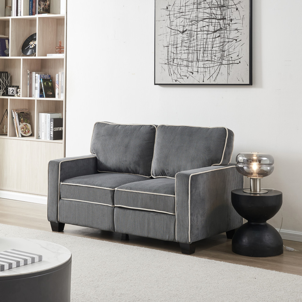 Stylish Corduroy Upholstered Sofa With Storage Sturdy   Contemporary   Sofas   by TATEUS LLC  Houzz