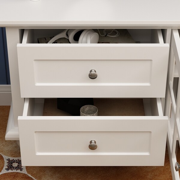 Contemporary Entertainment Center White Lacquer Media Storage Cabinet - 70.9