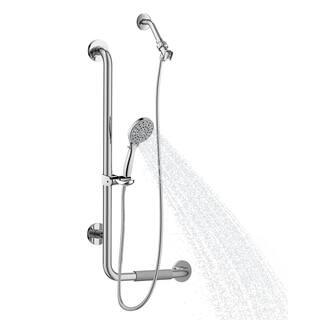 PULSE Showerspas ErgoSlideBar Left 5-Spray Wall Bar Shower Kit In Polished Stainless Steel 4001L-SSP