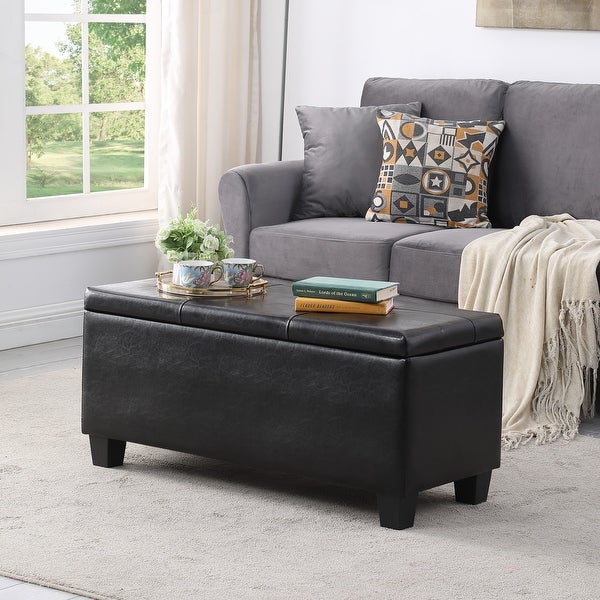 3 Pcs Large Storage Ottoman Bench Set， Combination Ottoman， Tufted Ottoman Linen Bench for Living Room， Hallway， Bedroom - - 37852079