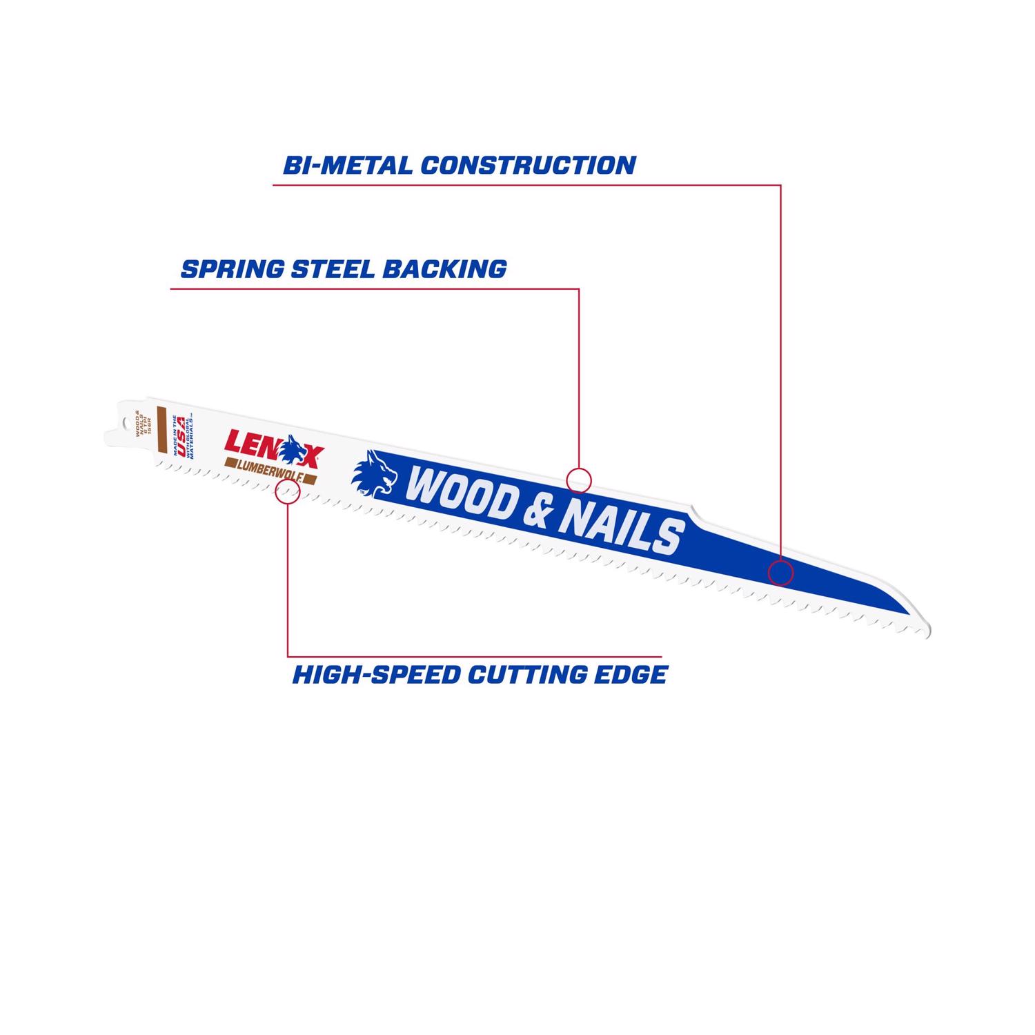 LENOX LUMBERWOLF 12 in. Bi-Metal Reciprocating Saw Blade 6 TPI 1 pk