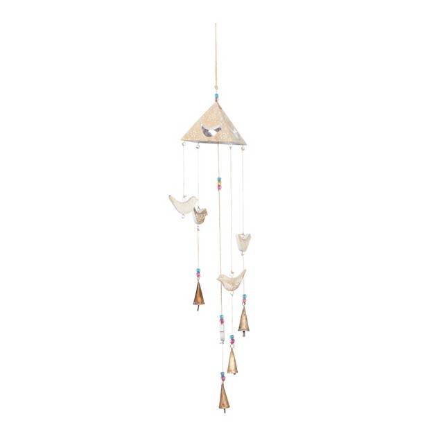 X 5 quot Eclectic Mango Wood Birds Windchime Gold blue pink Olivia amp May