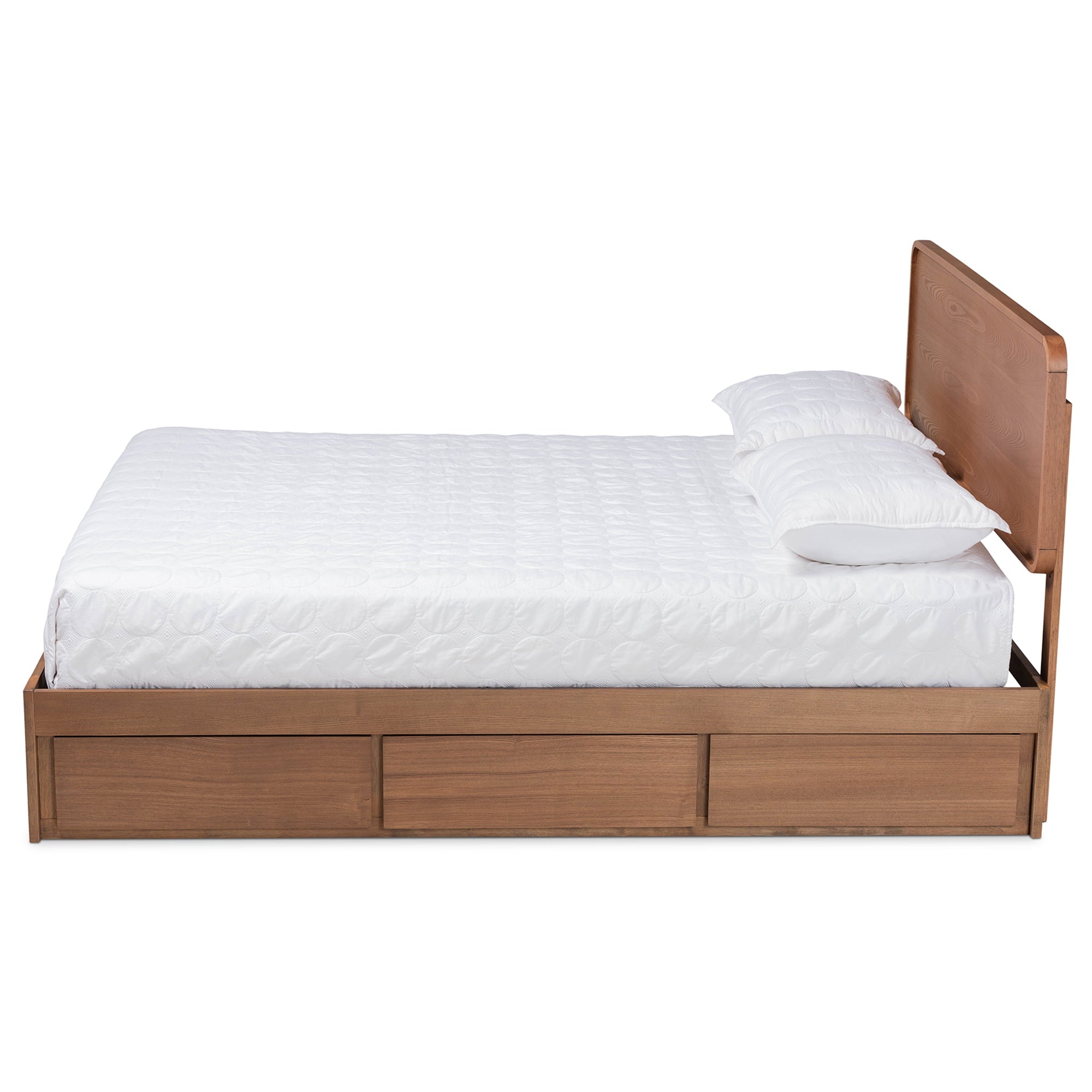 Baxton Studio Eleni Modern and Contemporary Transitional Ash Walnut Brown Finished Wood Full Size 3-Drawer Platform Storage Bed