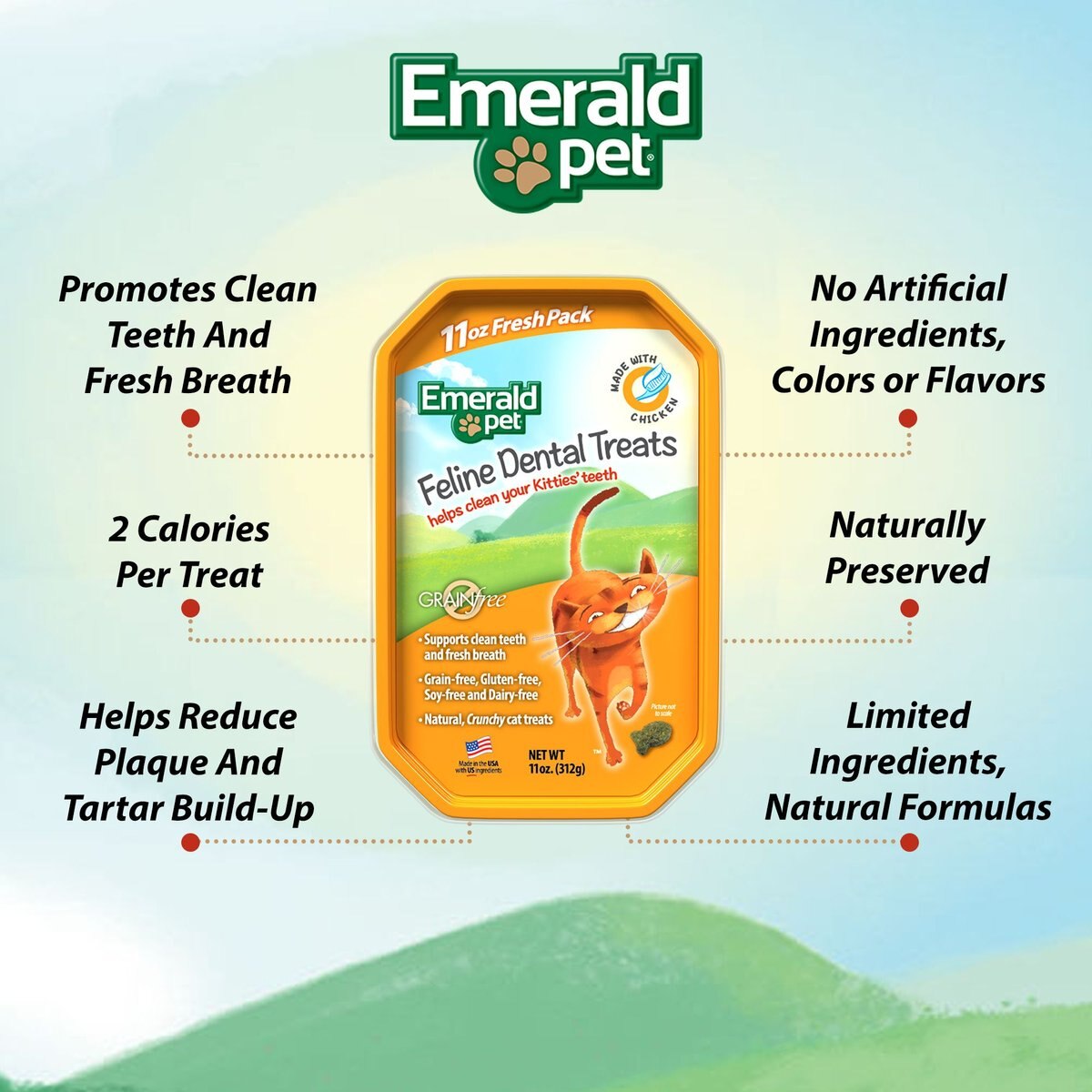 Emerald Pet Feline Dental Treats with Chicken Cat Treats