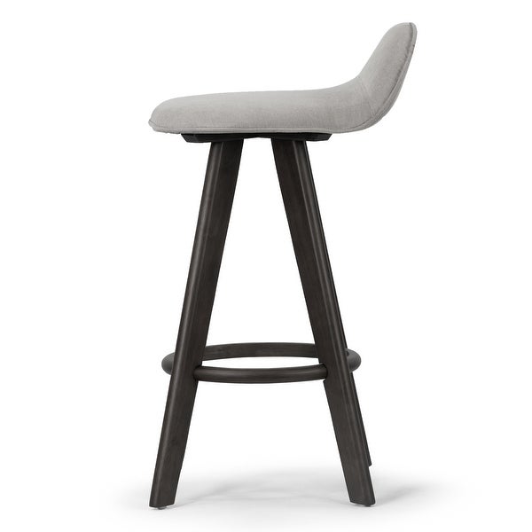 Set of 2 Asta Black Rubberwood Barstool with Low Back Fabric Seat