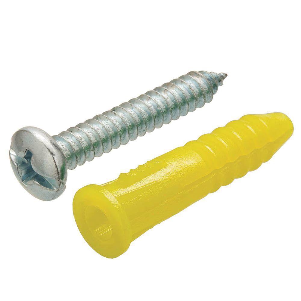 Everbilt #4-6 x 78 in. Coarse Yellow Plastic Ribbed Anchors with Screws (10-Pack) 803802