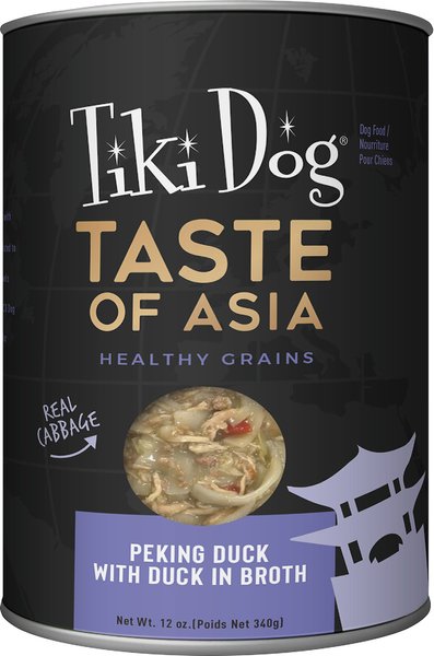 Tiki Dog Taste of Asia! Grain-Free Peking Duck Chunks in Gravy Canned Dog Food， 12-oz， case of 8