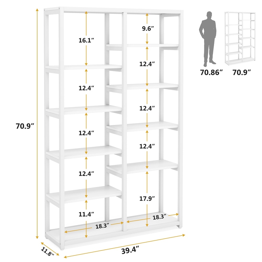 70 inch Bookshelf 10 shelf Open Bookcase   70.86'' H x 39.37'' W x 11.8''L