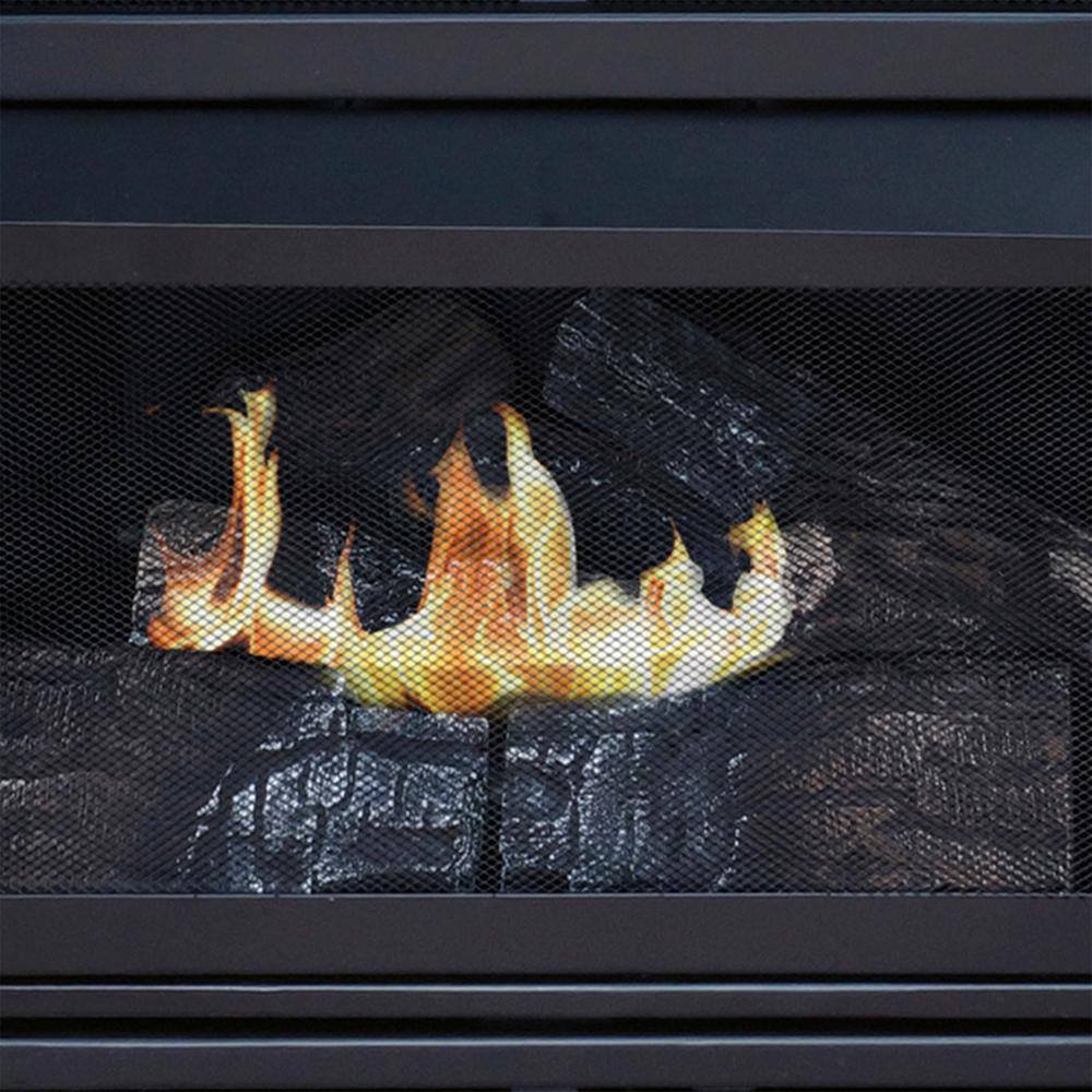 Pleasant Hearth 20000 BTU 36 in. Compact Convertible Ventless Natural Gas Fireplace in Cherry VFF-PH20NG-C1