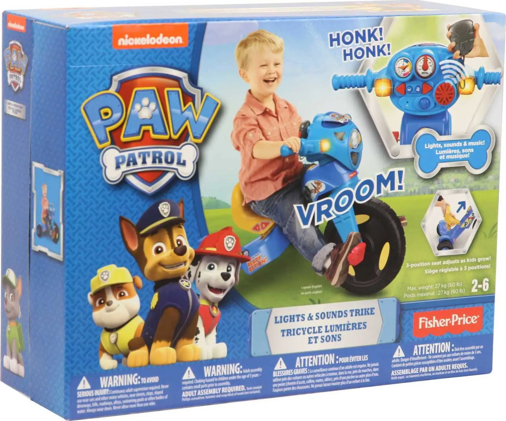 Fisher-Price PAW Patrol Lights and Sounds Trike Push and Pedal Ride-On Toddler Tricycle