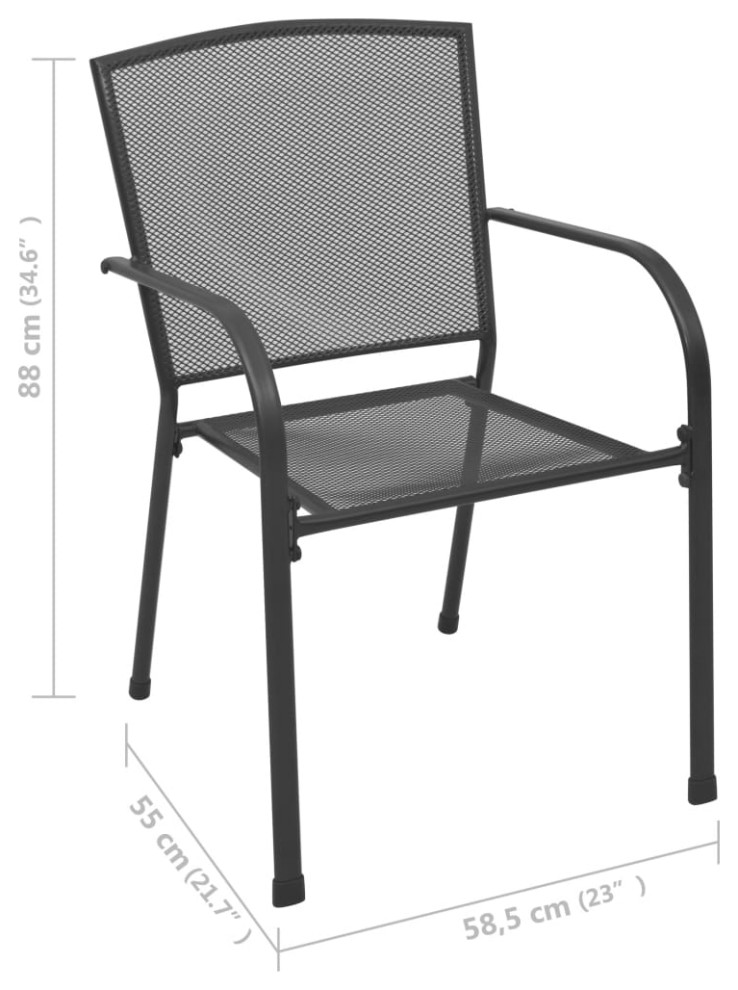 vidaXL Patio Chairs 4 Pcs Stacking Dining Chair Mesh Design Anthracite Steel   Transitional   Outdoor Dining Chairs   by vidaXL LLC  Houzz