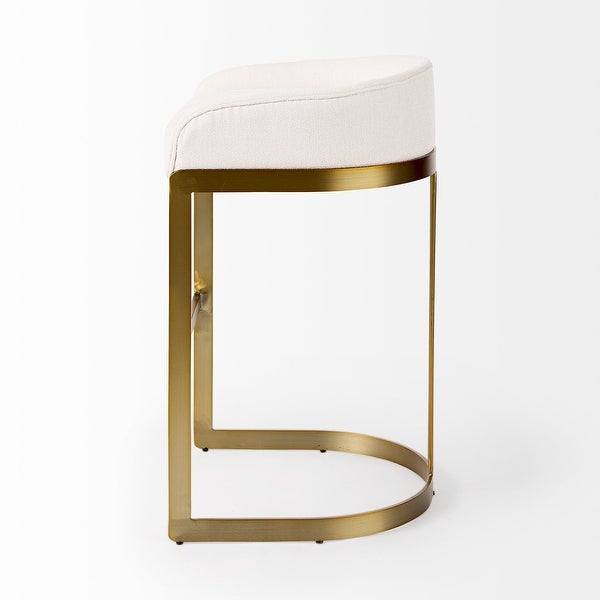 Hollyfield Cream Fabric Seat w/Gold Metal Base Counter Stool