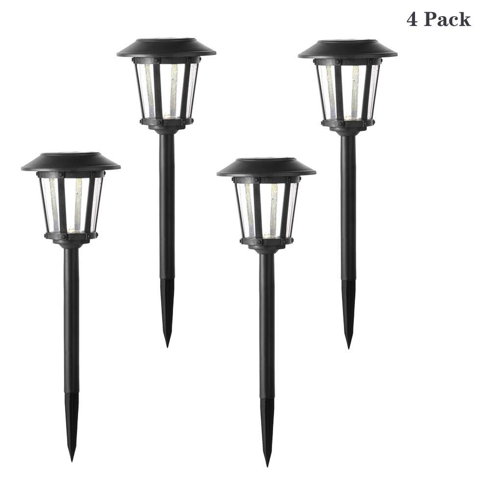 Hampton Bay Old World Solar Gray Integrated LED Path Light (4-Pack) 50200