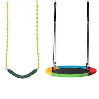 Gymax Swing Set Swing Seat Replacement and Saucer Tree Swing for Indoor and Outdoor (2-Pack) GYM09548