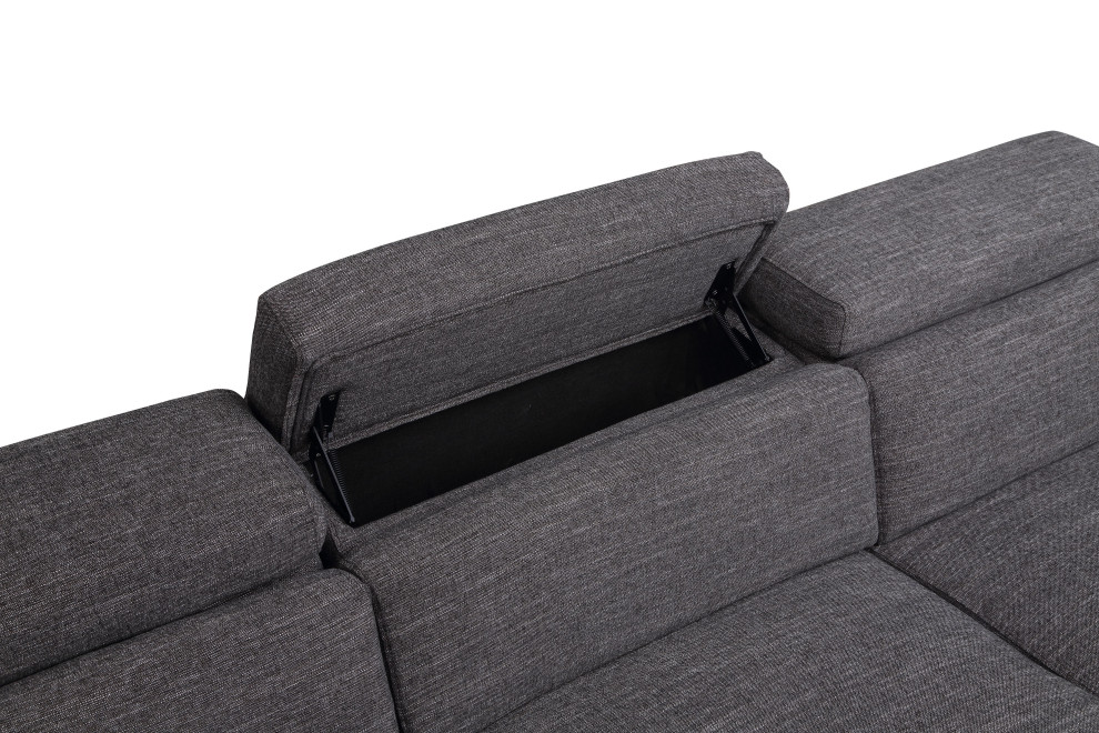 Zara Dark Gray Polyester Fabric Power Reclining Sectional   Transitional   Sectional Sofas   by Steve Silver  Houzz