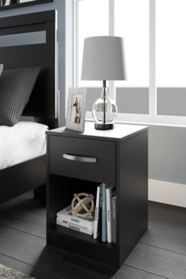 Signature Design by Ashley Finch Modern 1 Drawer Night Stand with an Open Cubby, Black