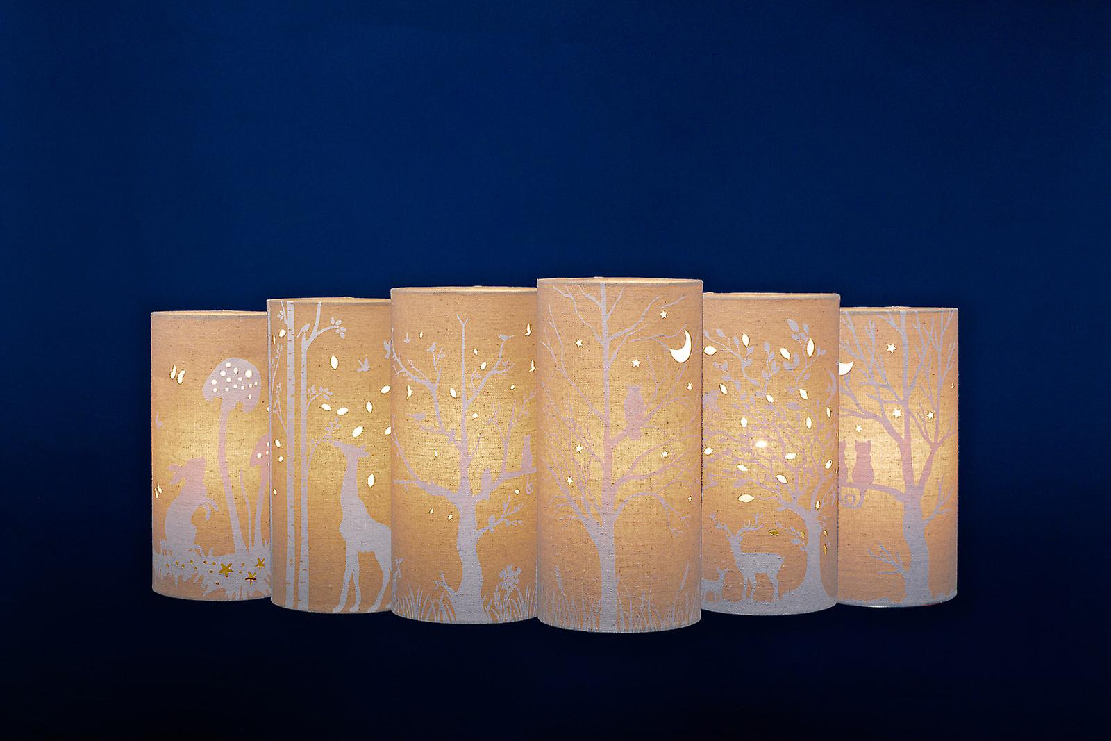 Light-Glow Fabric Table Lamp Cats and Birds