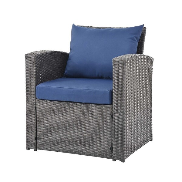 4Piece PE Wicker Patio Conversation Set with Cushions