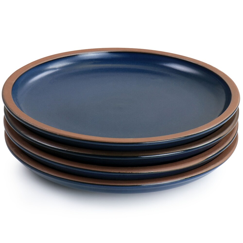 Gibson Elite Dumont 4 Piece Terracotta 10.8in Dinner Plate Set in Dark Blue   4 Piece