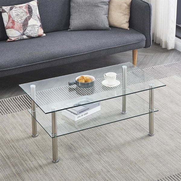 Clear Glass Coffee Table Tempered Glass Coffee Table for Living Room