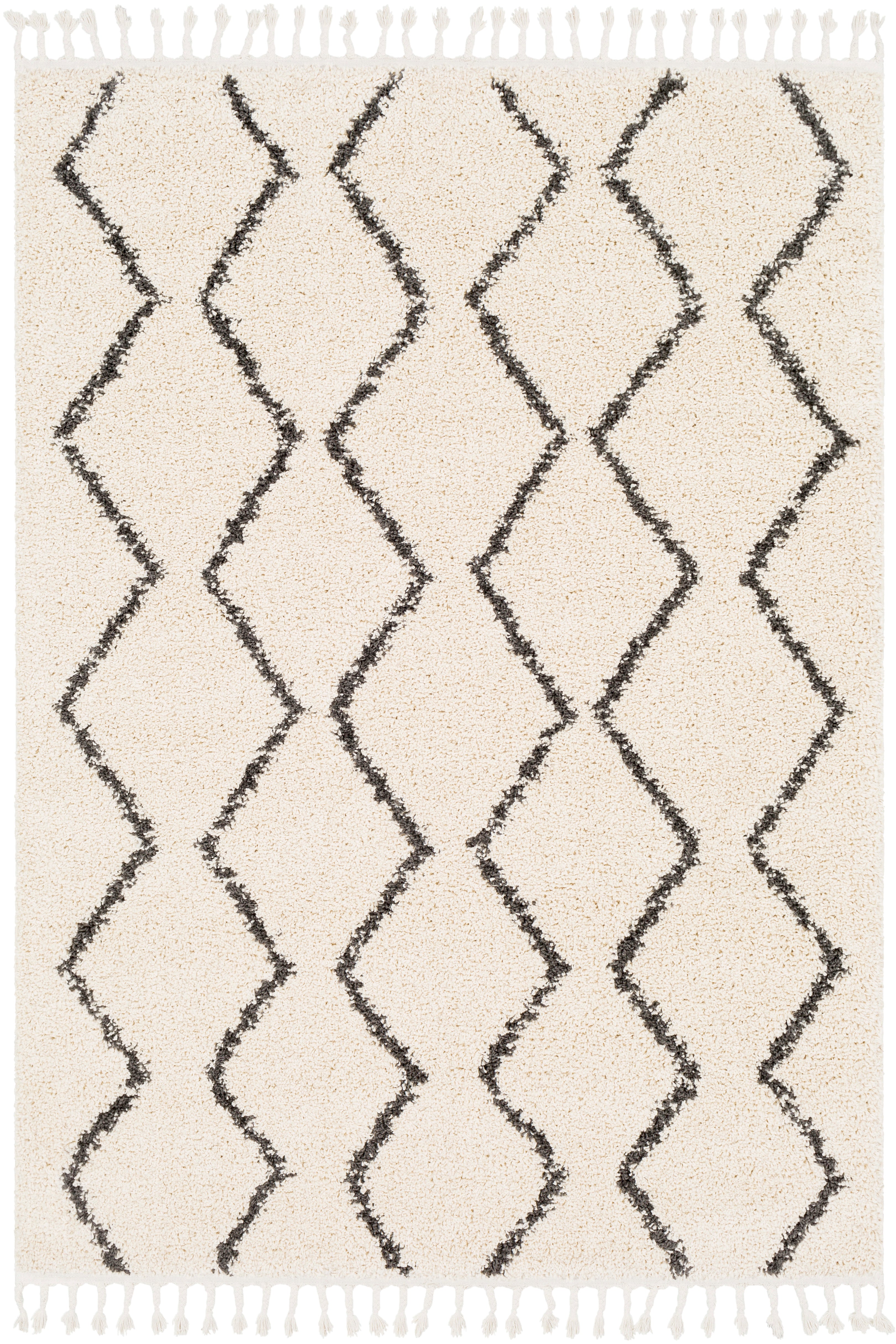 Berber Shag Rug in Charcoal & Beige