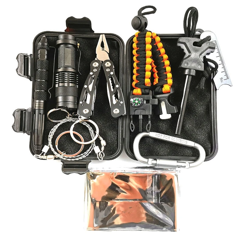 Survival Gear Kit Professional Emergency Survival Kit with Cutter  Tactical Pen  Flashlight for Camping  Hiking  Hunting