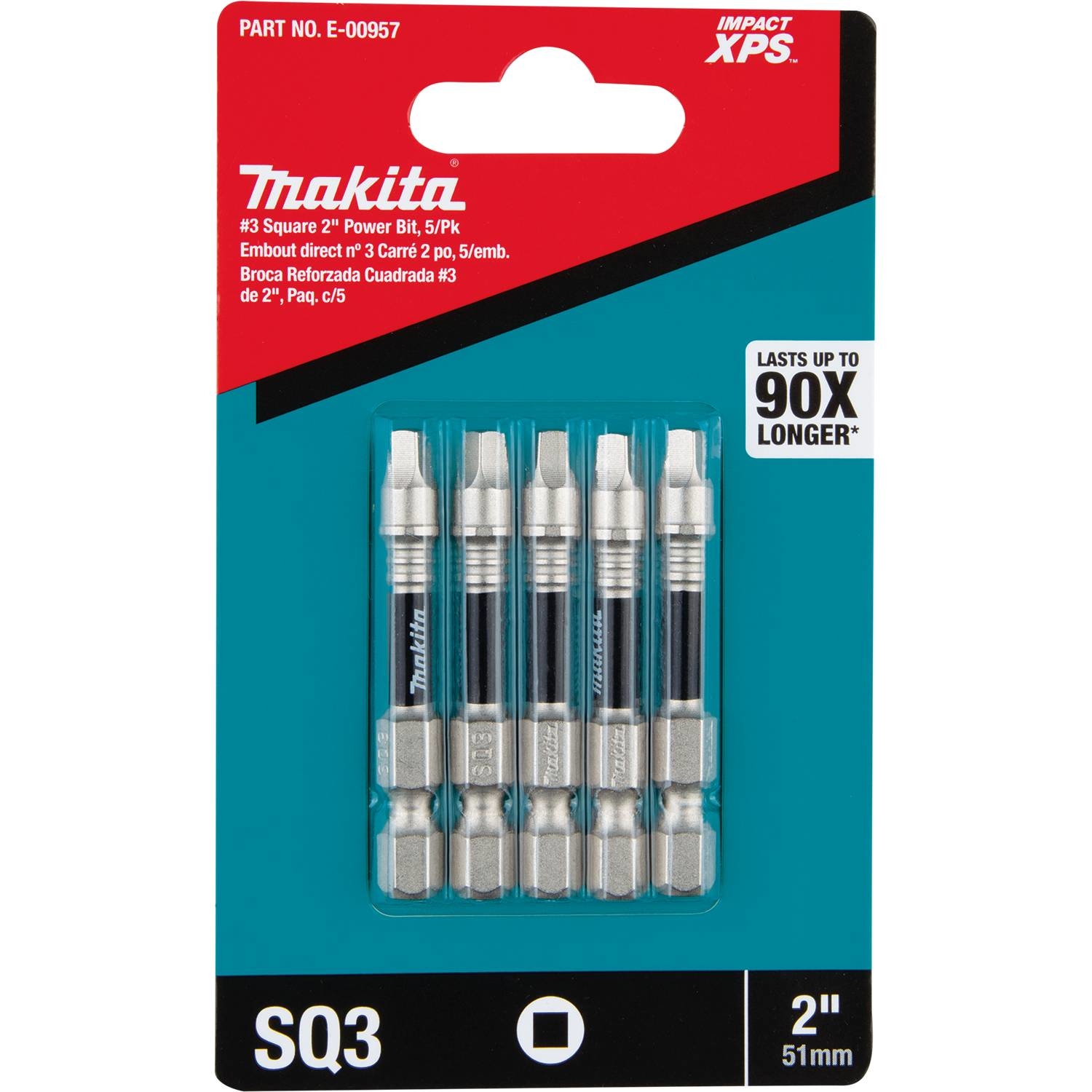 Makita Impact XPS Square #3 X 2 in. L Power Bit Steel 5 pk