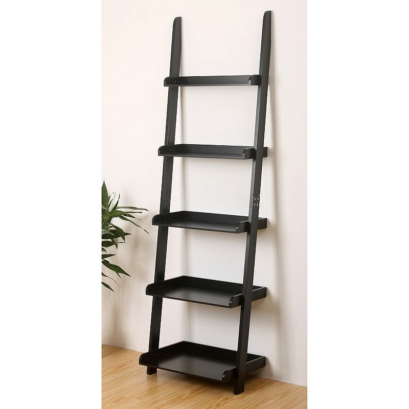 eHemco 5 Tier Leaning Ladder Wall Book Shelf