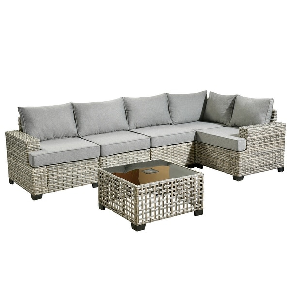 HOOOWOOO 6piece Patio Furniture Conversation Set with Coffee Table