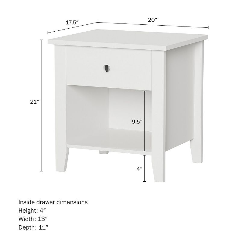 Lavish Home End Table with Drawer and Storage Shelf