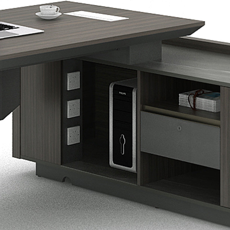 KAISON Executive Desk with Reversible Return 2M - Brown Grey