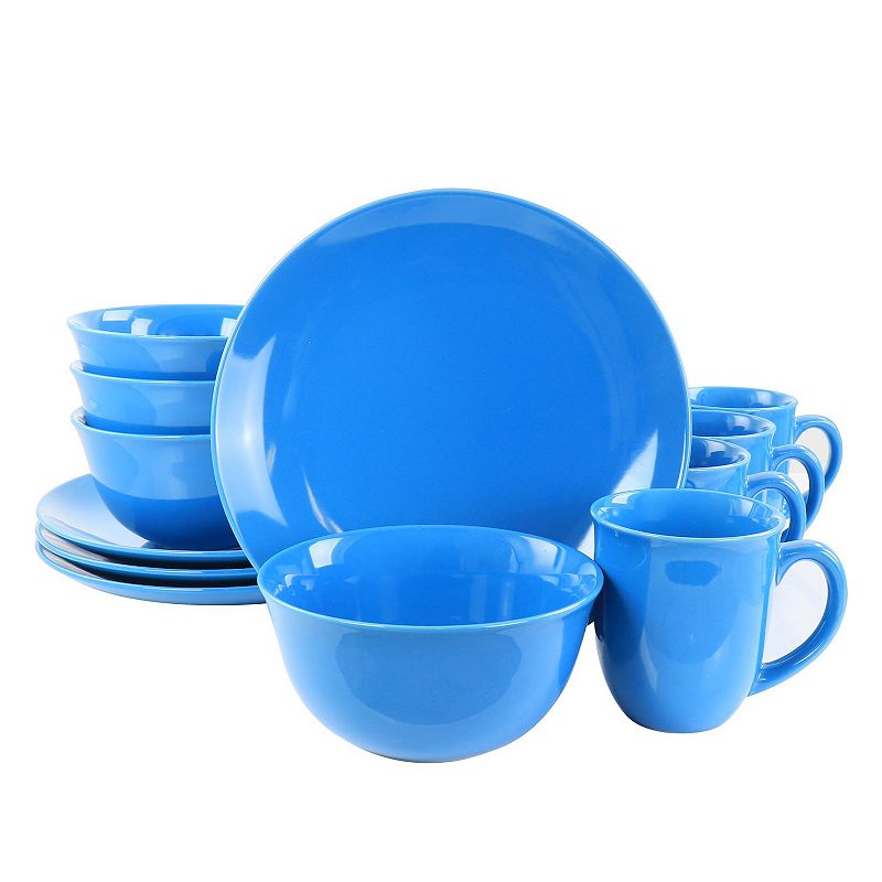 Gibson Home Mercer 12 Piece Blue Stoneware Dinnerware Set