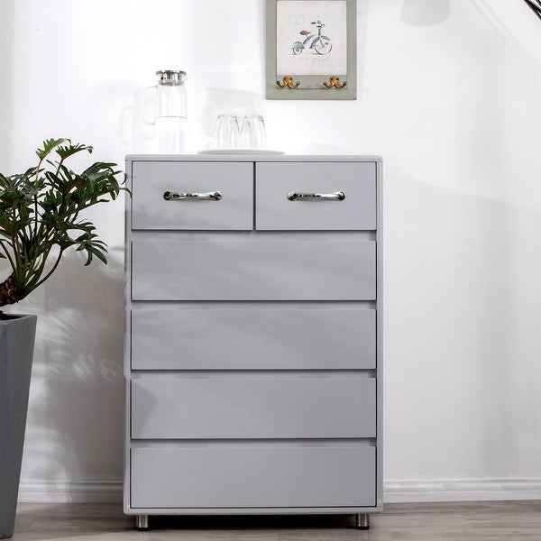 Six drawer side table-white