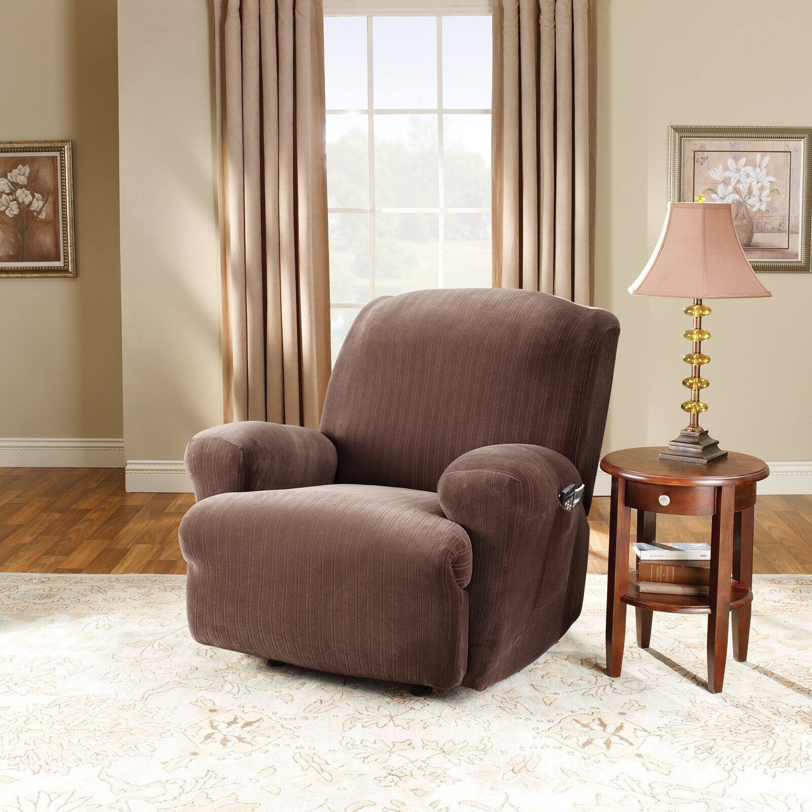 Sure Fit Stretch Pinstripe Recliner Slipcover