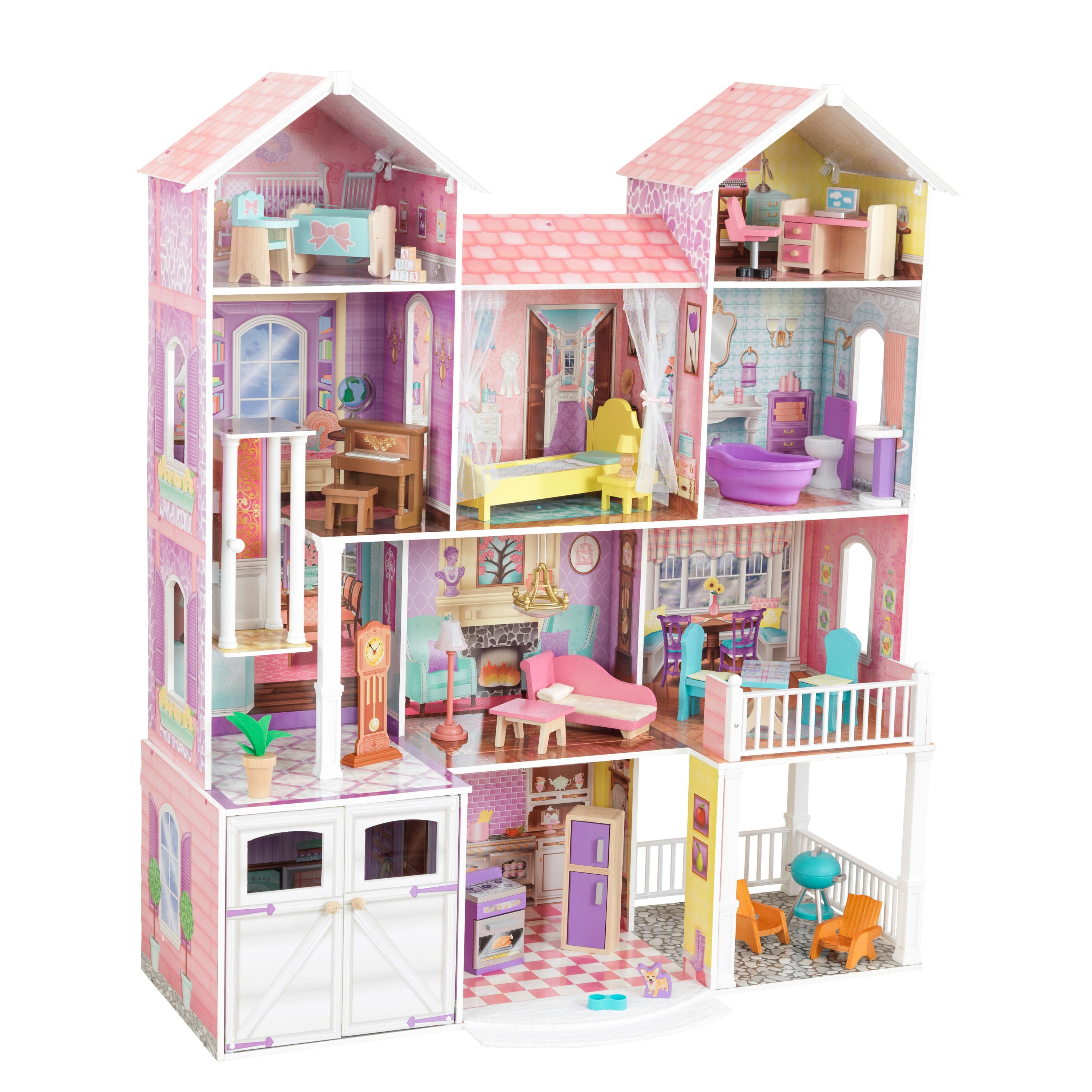 KidKraft Country Estate Wooden Dollhouse for 12-inch Dolls with 31-Piece Accessories