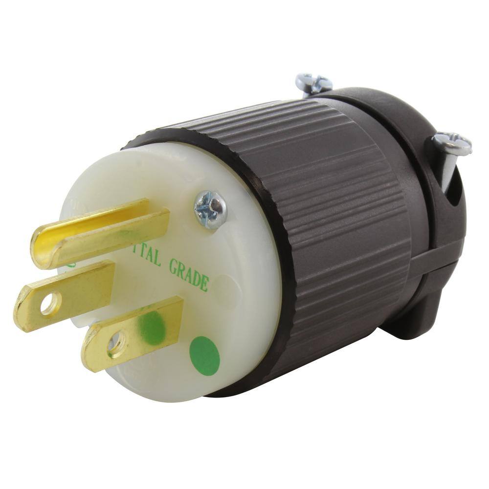 AC WORKS 15 Amp 125-Volt NEMA 5-15P 3-Prong Medical Hospital Grade Green Dot Male Plug ASMD515P