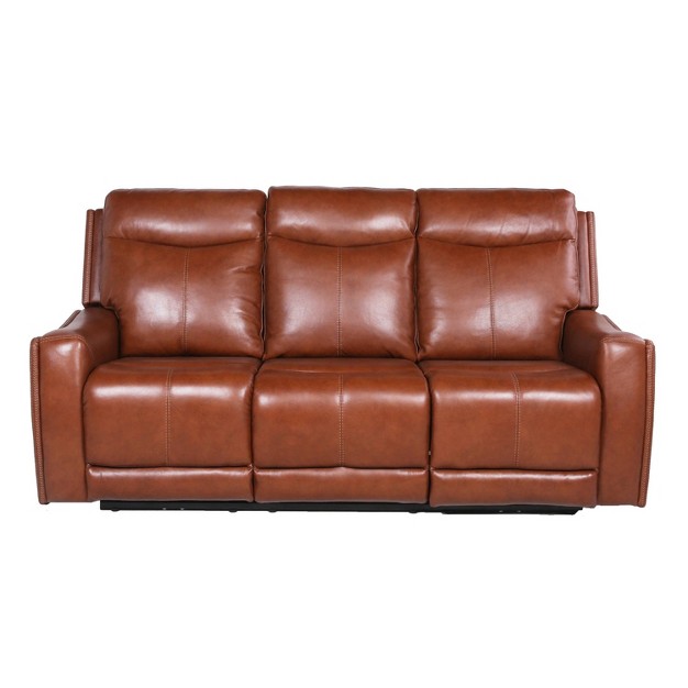 Natalia Power Recliner Sofa Caramel Leather Steve Silver Co