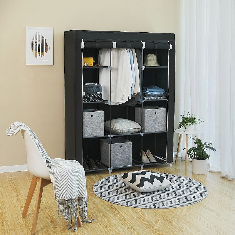 Portable Wardrobe Storage Organizer with 10 Shelves， Quick and Easy to Assemble， Extra Space