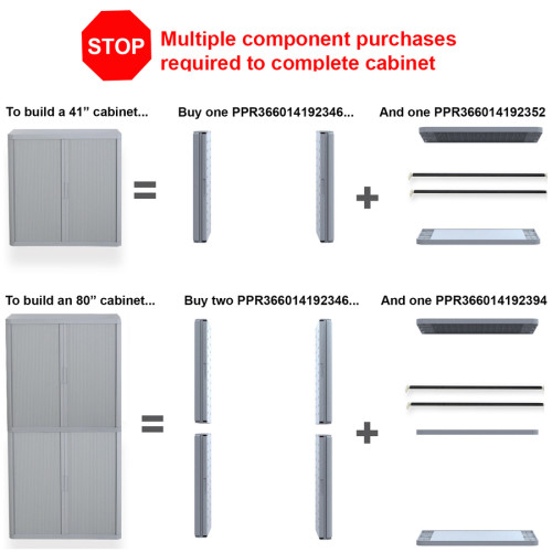 Paperflow Door Kit with Cabinet Sides for easyOffice 41 and 80 Gray Storage Cabinet Top， Back Base and Shelves (366014192346)