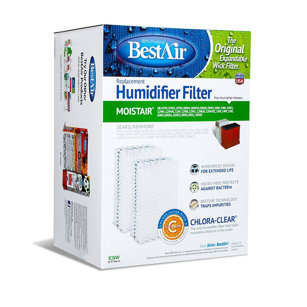 BestAir 4 in. x 6.25 in. x 11 in. Emerson and Kenmore Humidifier Replacement Paper Wick Filter (2-Filters) ESW